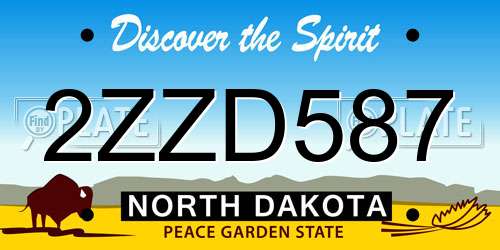 2ZZD587 North Dakota License Plate