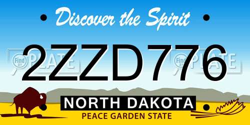 2ZZD776 North Dakota License Plate