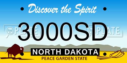 3000SD North Dakota License Plate