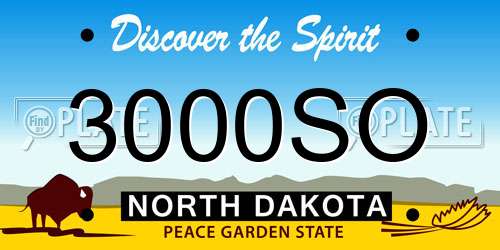 3000SO North Dakota License Plate
