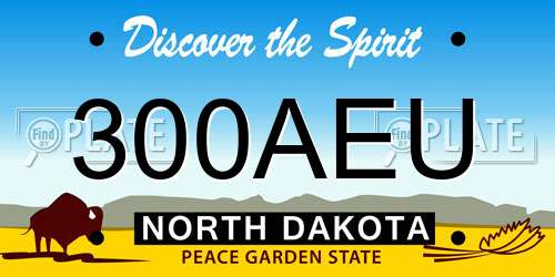 300AEU North Dakota License Plate