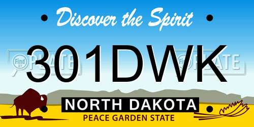 301DWK North Dakota License Plate