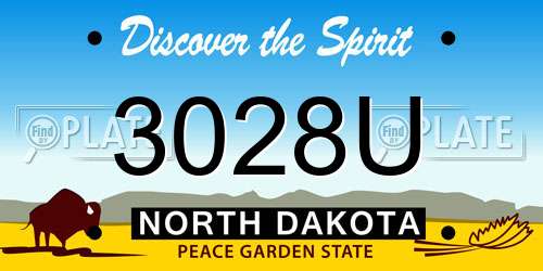 3028U North Dakota License Plate