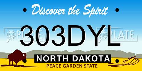 303DYL North Dakota License Plate
