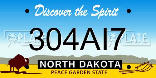 304AI7 North Dakota License Plate