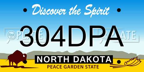 304DPA North Dakota License Plate