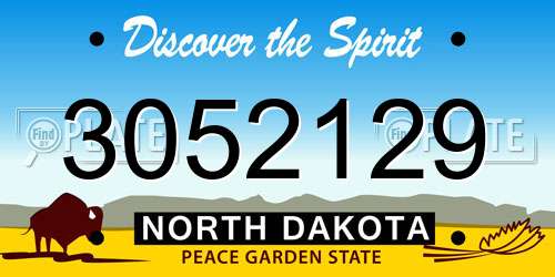 3052129 North Dakota License Plate