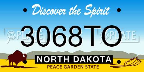 3068TO North Dakota License Plate