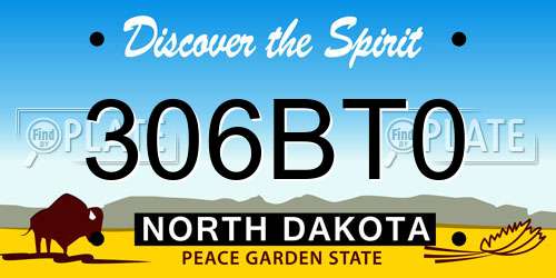 306BT0 North Dakota License Plate