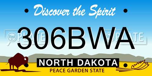306BWA North Dakota License Plate