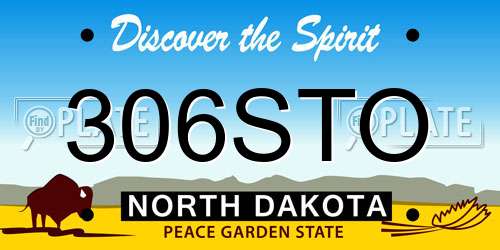 306STO North Dakota License Plate