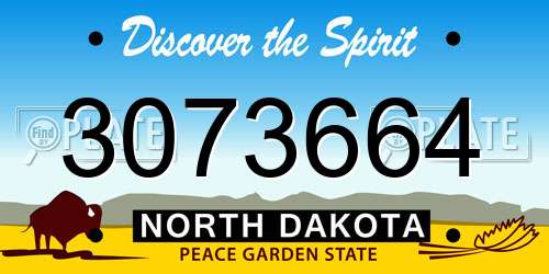 3073664 North Dakota License Plate