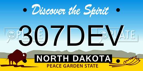 307DEV North Dakota License Plate