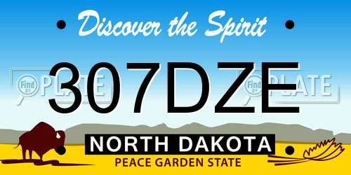307DZE North Dakota License Plate