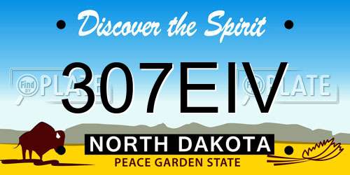 307EIV North Dakota License Plate