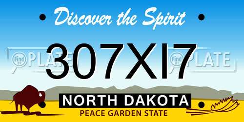 307XI7 North Dakota License Plate