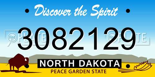 3082129 North Dakota License Plate