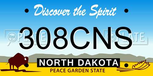 308CNS North Dakota License Plate