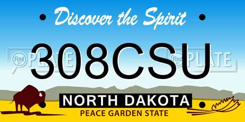 308CSU North Dakota License Plate