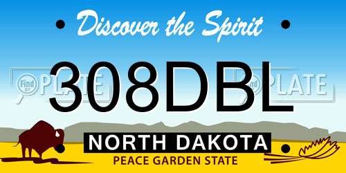 308DBL North Dakota License Plate