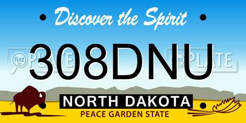 308DNU North Dakota License Plate