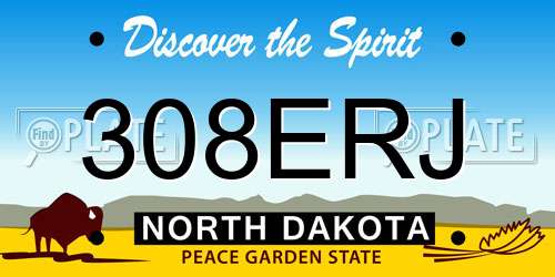 308ERJ North Dakota License Plate