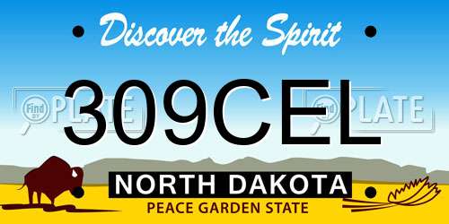 309CEL North Dakota License Plate