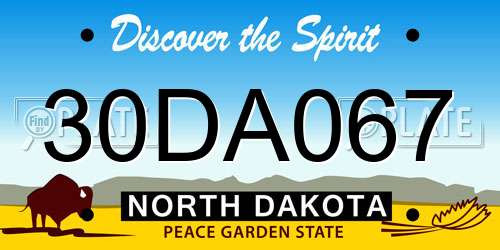 30DA067 North Dakota License Plate