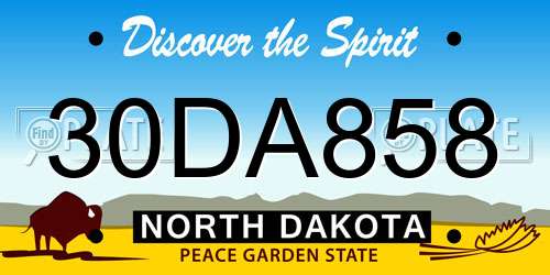 30DA858 North Dakota License Plate