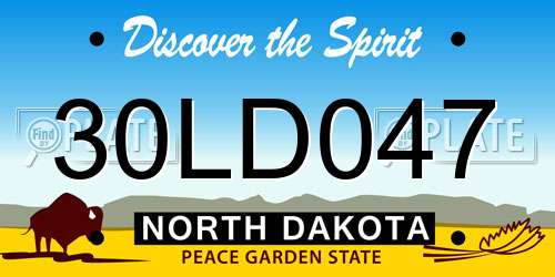 30LD047 North Dakota License Plate