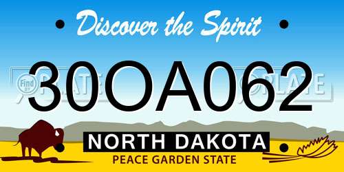 30OA062 North Dakota License Plate