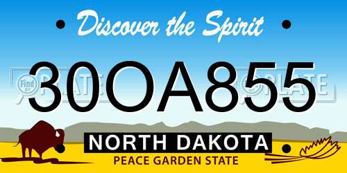 30OA855 North Dakota License Plate