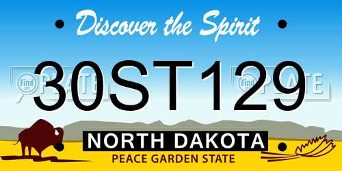 30ST129 North Dakota License Plate