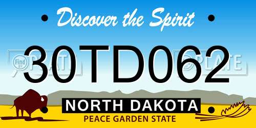 30TD062 North Dakota License Plate