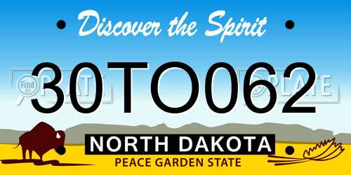 30TO062 North Dakota License Plate