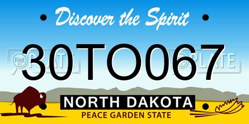 30TO067 North Dakota License Plate
