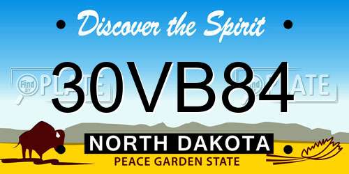 30VB84 North Dakota License Plate