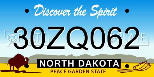 30ZQ062 North Dakota License Plate