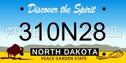 310N28 North Dakota License Plate
