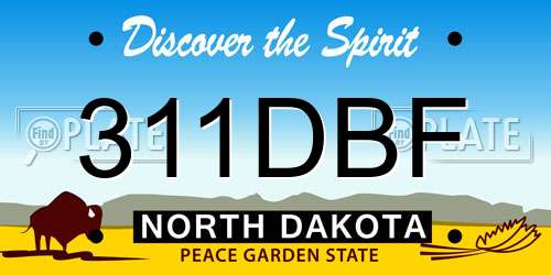 311DBF North Dakota License Plate