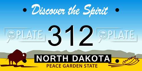 312 North Dakota License Plate