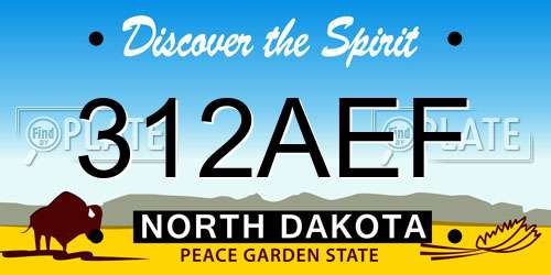 312AEF North Dakota License Plate