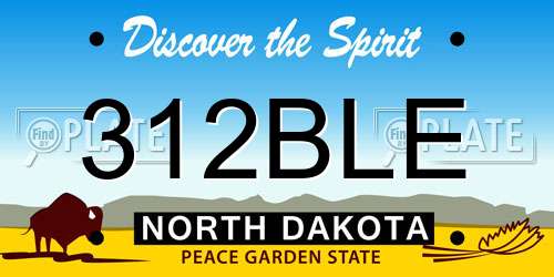 312BLE North Dakota License Plate