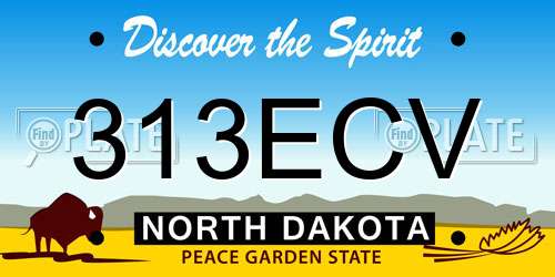 313ECV North Dakota License Plate