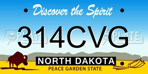 314CVG North Dakota License Plate