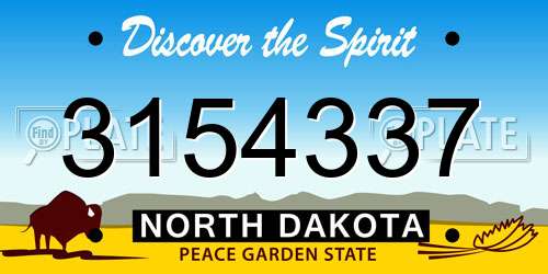 3154337 North Dakota License Plate