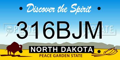 316BJM North Dakota License Plate