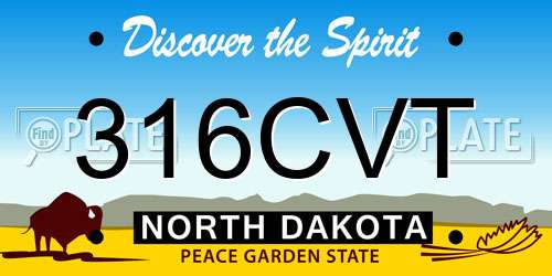 316CVT North Dakota License Plate