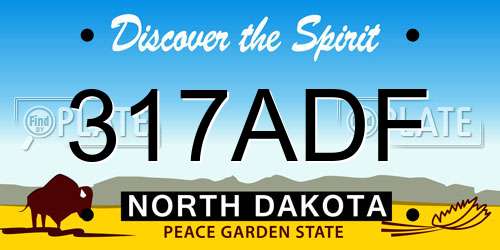 317ADF North Dakota License Plate
