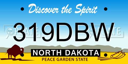 319DBW North Dakota License Plate
